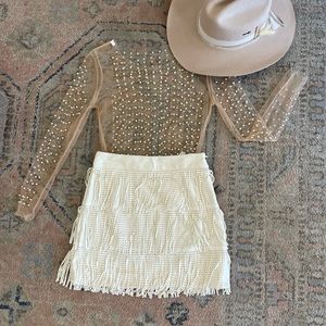 Rhinestone fringe skirt